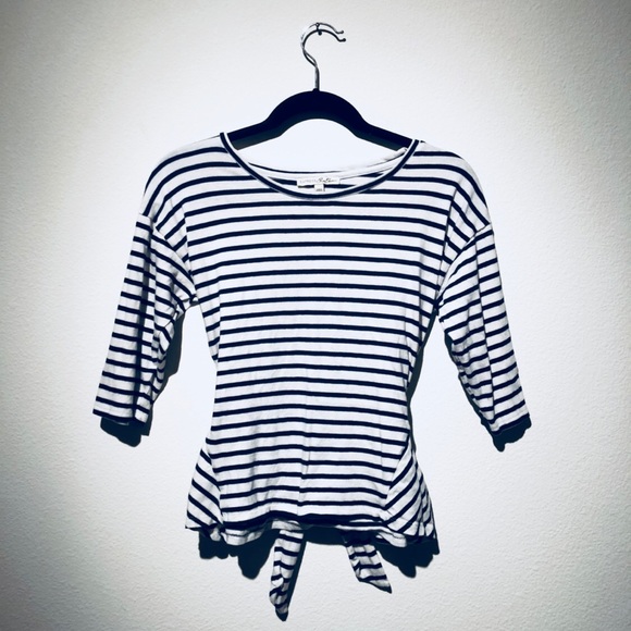 Nautical Blue Striped Top w/ front/back tie - Picture 4 of 5